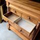 Support furniture, 6-drawer chest in turned pitch pine.