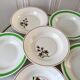 Lot de 6 assiettes creuses vertes et roses Salins et Niderviller années 40