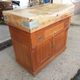 Chopping block butcher around 1920 opening on 2 drawers and 2 doors in pitch pine and Sycamore