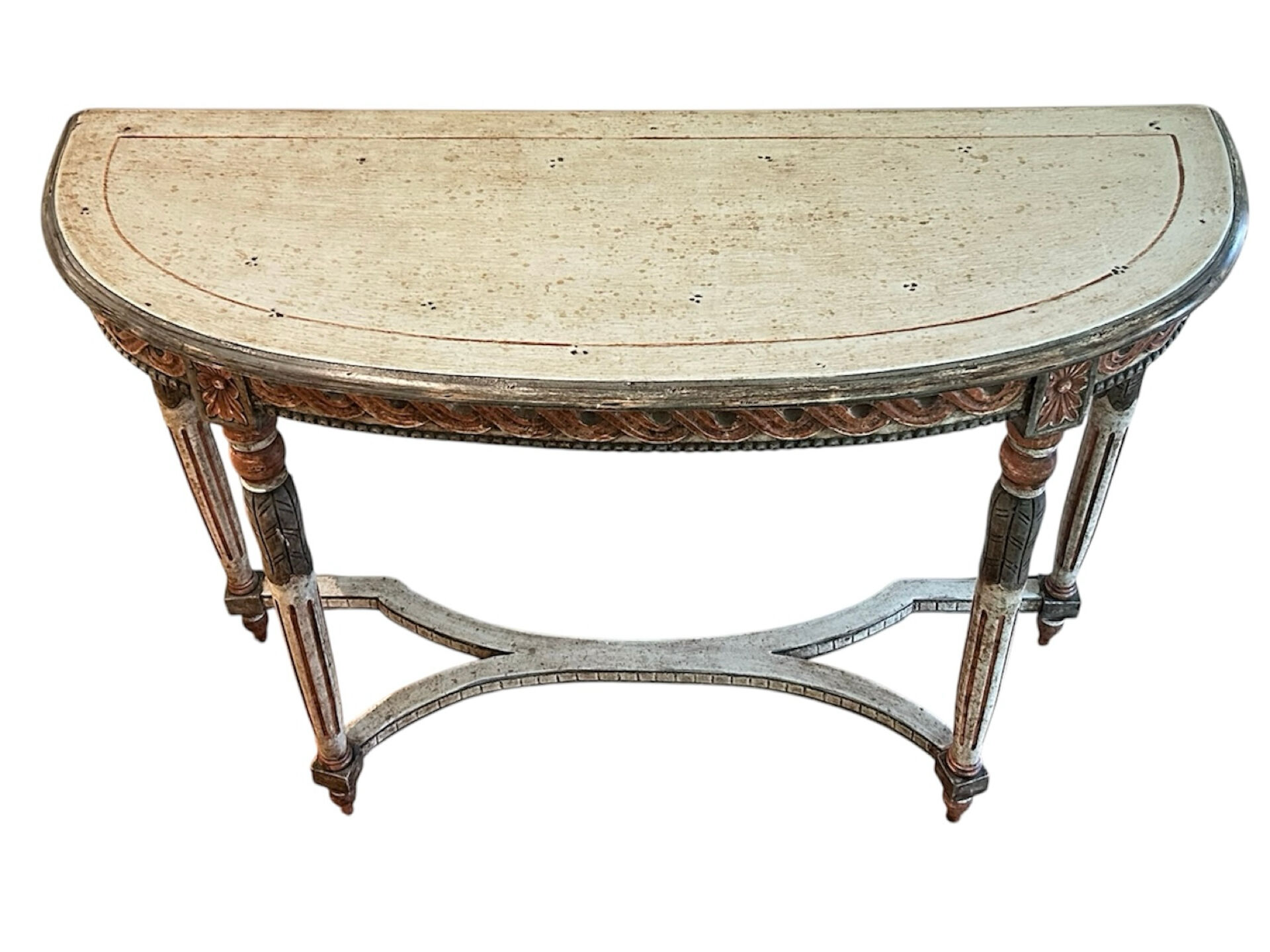Louis XVI Style Demi-Lune Console – Painted and Gilt, Probably Italian