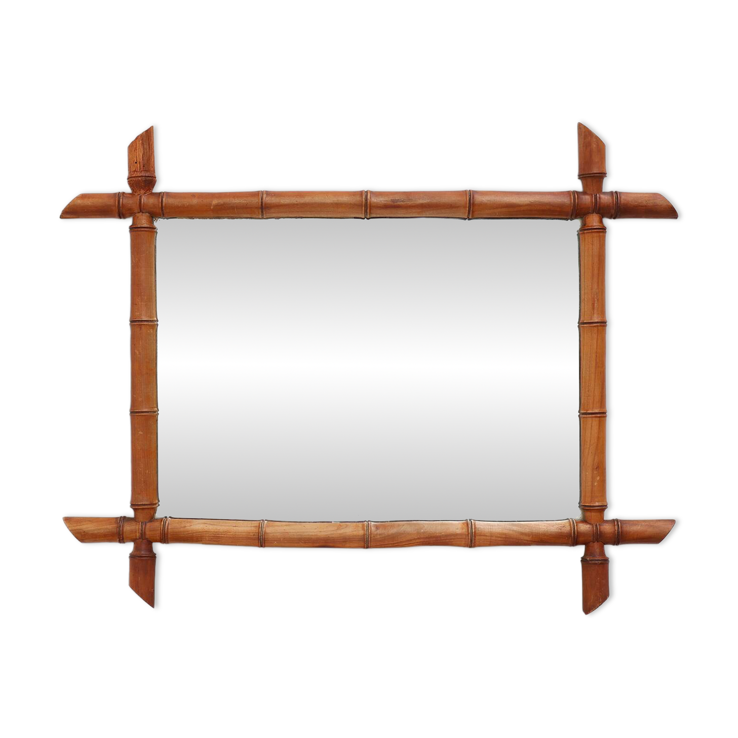 20th century rectangular faux bamboo wall mirror, France ca. 1960