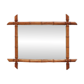 Miroir mural rectangulaire en imitation bambou, XXe siècle, France vers 1960