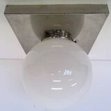 Plafonnier Bauhaus en chrome et verre / encastré, années 1930