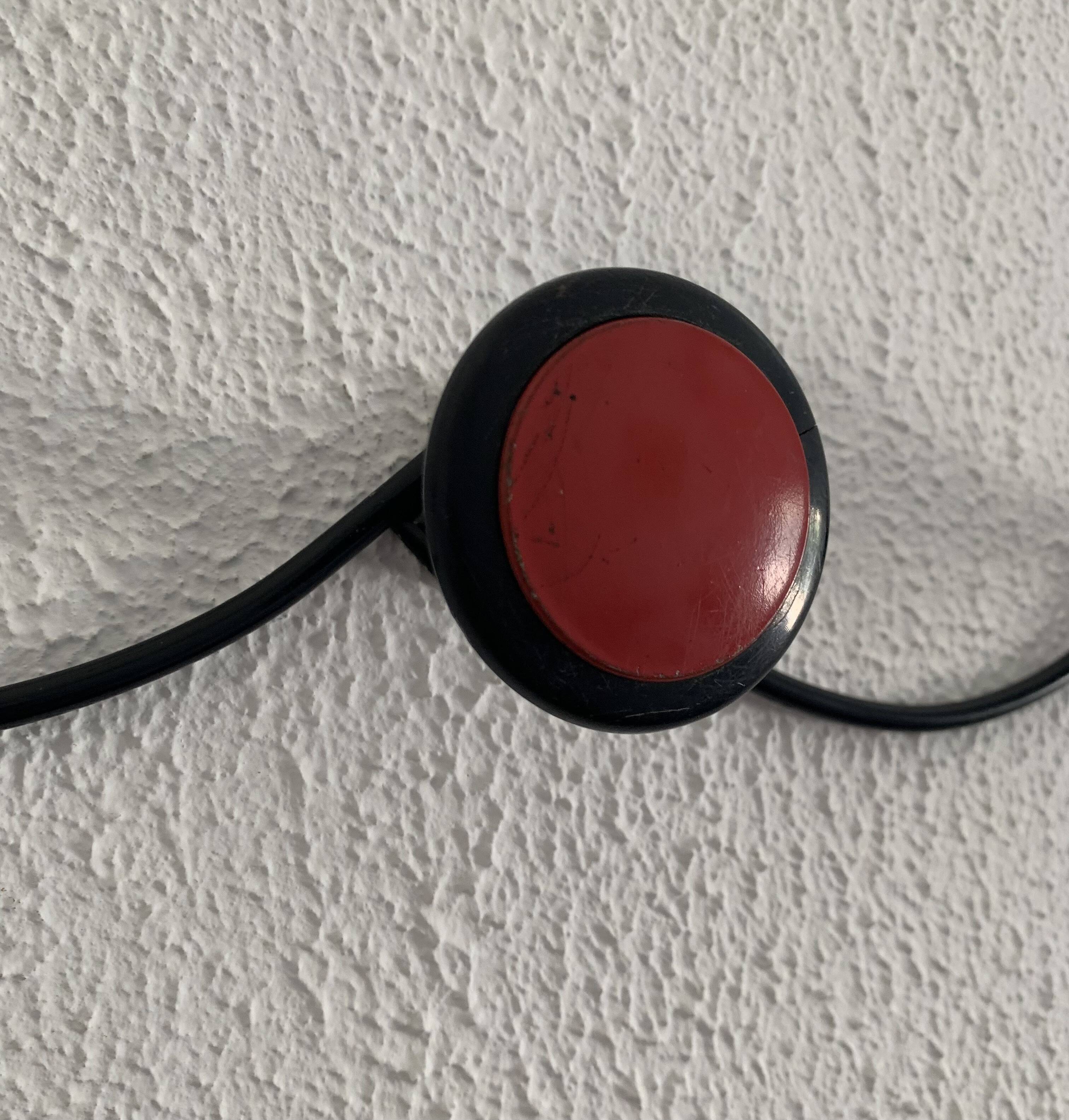 Vintage 1960s red and black coat rack with 3 wall hooks - 45 x 7 cm