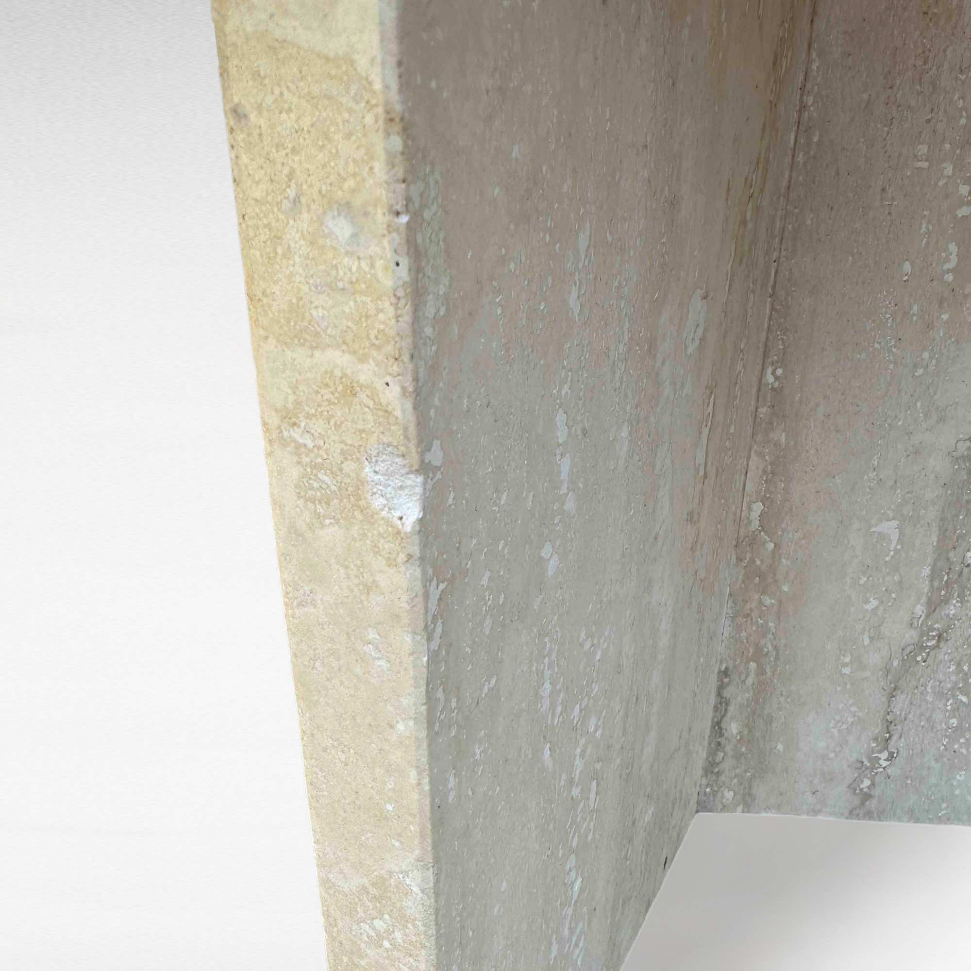 Square Travertine Coffee Table with Rounded Corners, Italy, 1970s