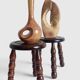 Mid-Century Chestnut Wood Stools Attributed to Charles Dudouyt, 1950s