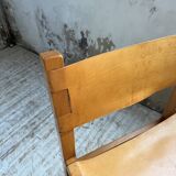 Elm and leather armchair Maison Regain