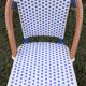 Set de 4 chaises bistrot terrasse parisienne en rotin blanche et bleu