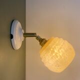 Vintage globe wall light in pink Clichy glass