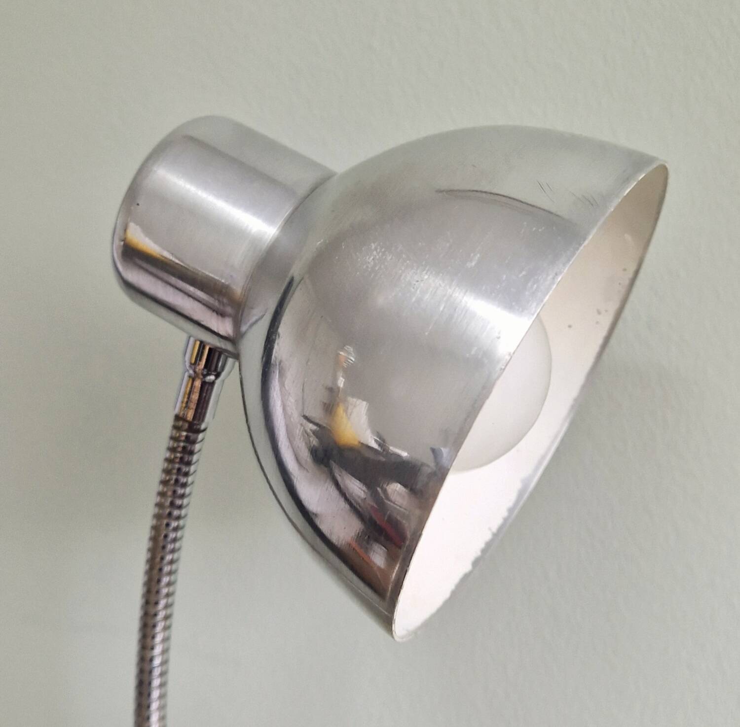 Polished aluminum desk lamp from the 1950s