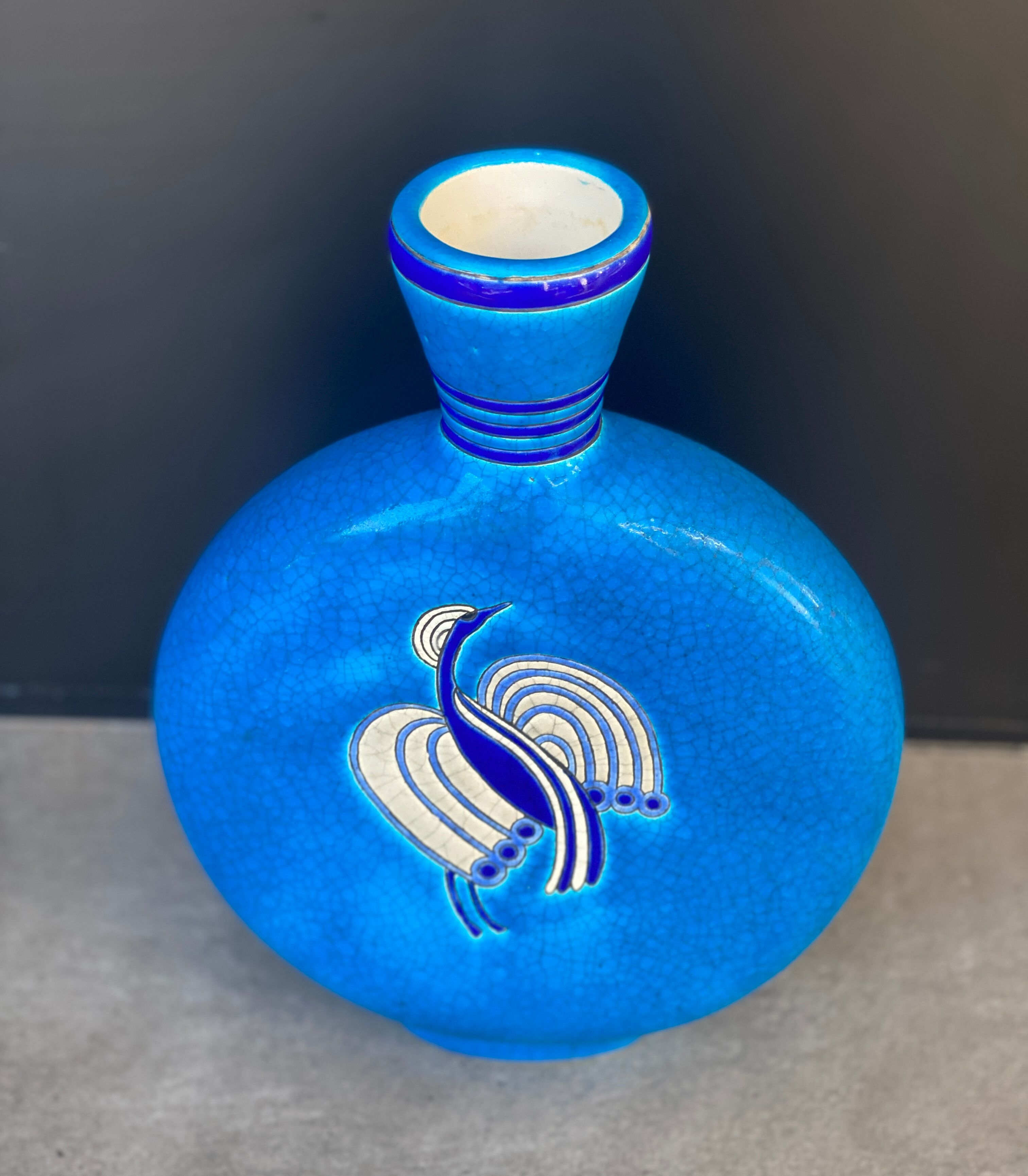 Glazed earthenware gourd vase for primavera, longwy