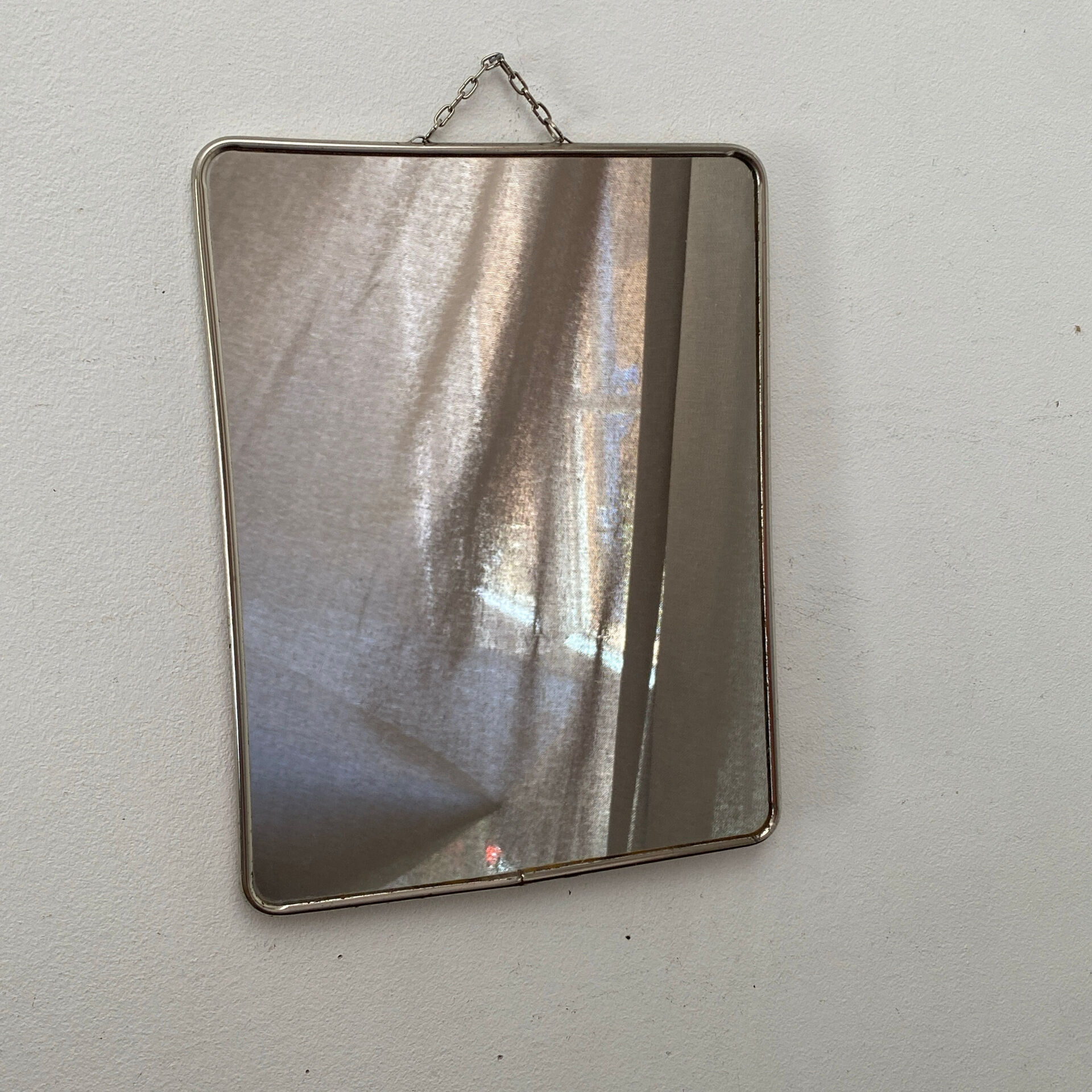 Silver-plated wall-mounted barber mirror