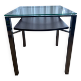 Square coffee table in chrome metal and glass - modern vintage style