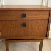 Mid-century teak bedside table, Scandinavian style, brand MDK.