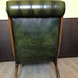 Fauteuil Chesterfield en cuir vert vintage