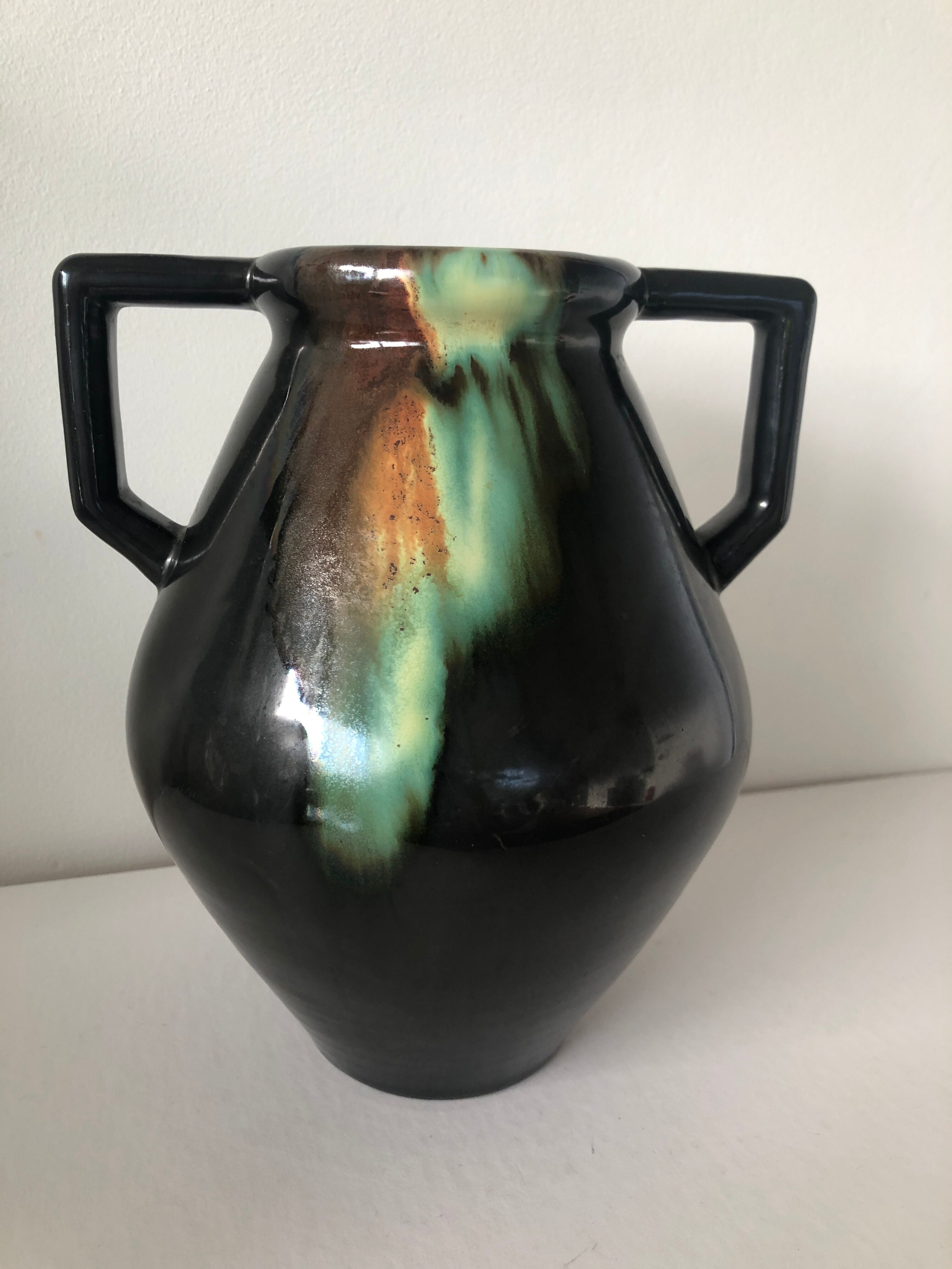 Enamelled ceramic vase