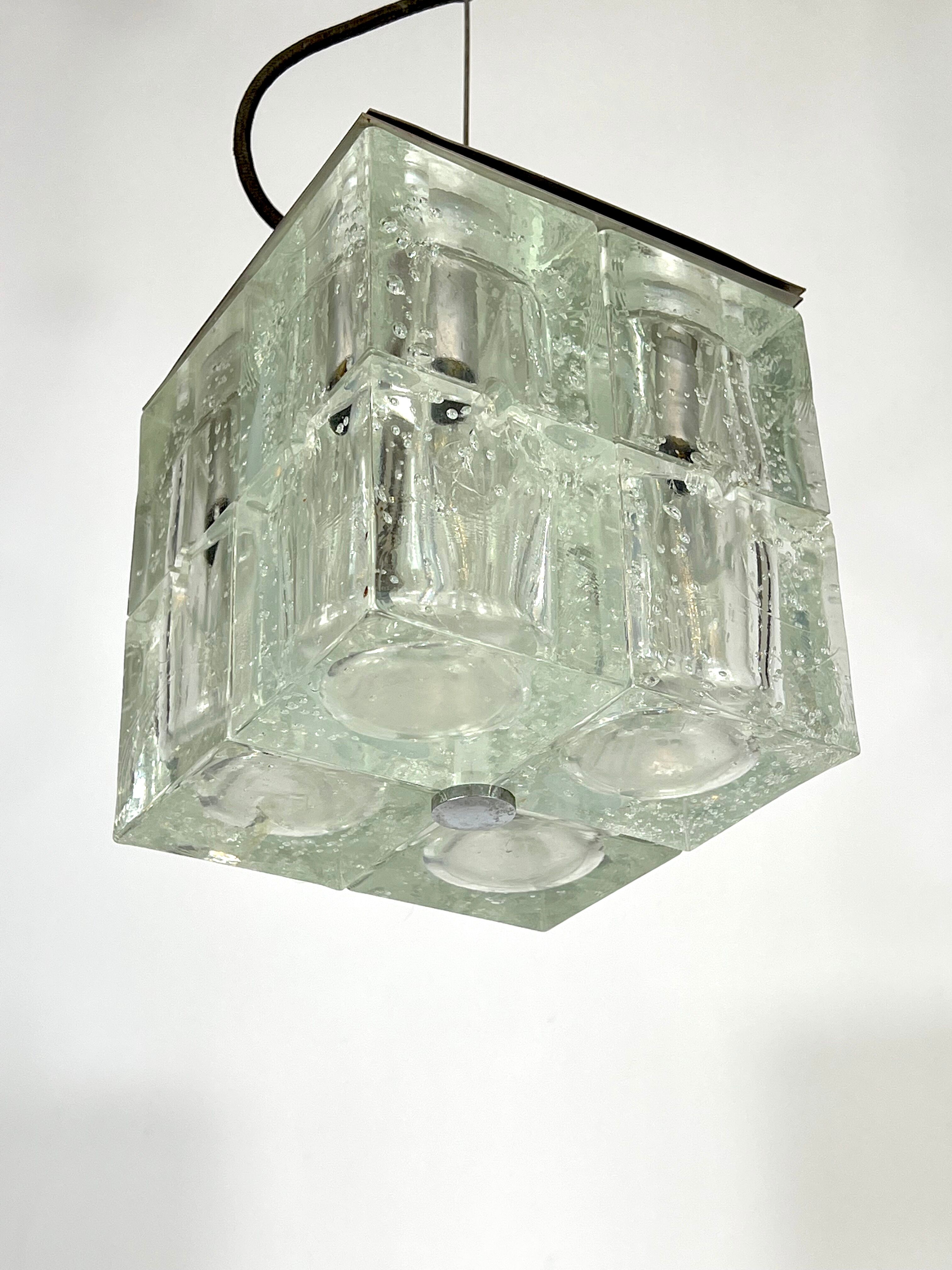 Poliarte, clear Murano glass pendant from 70s