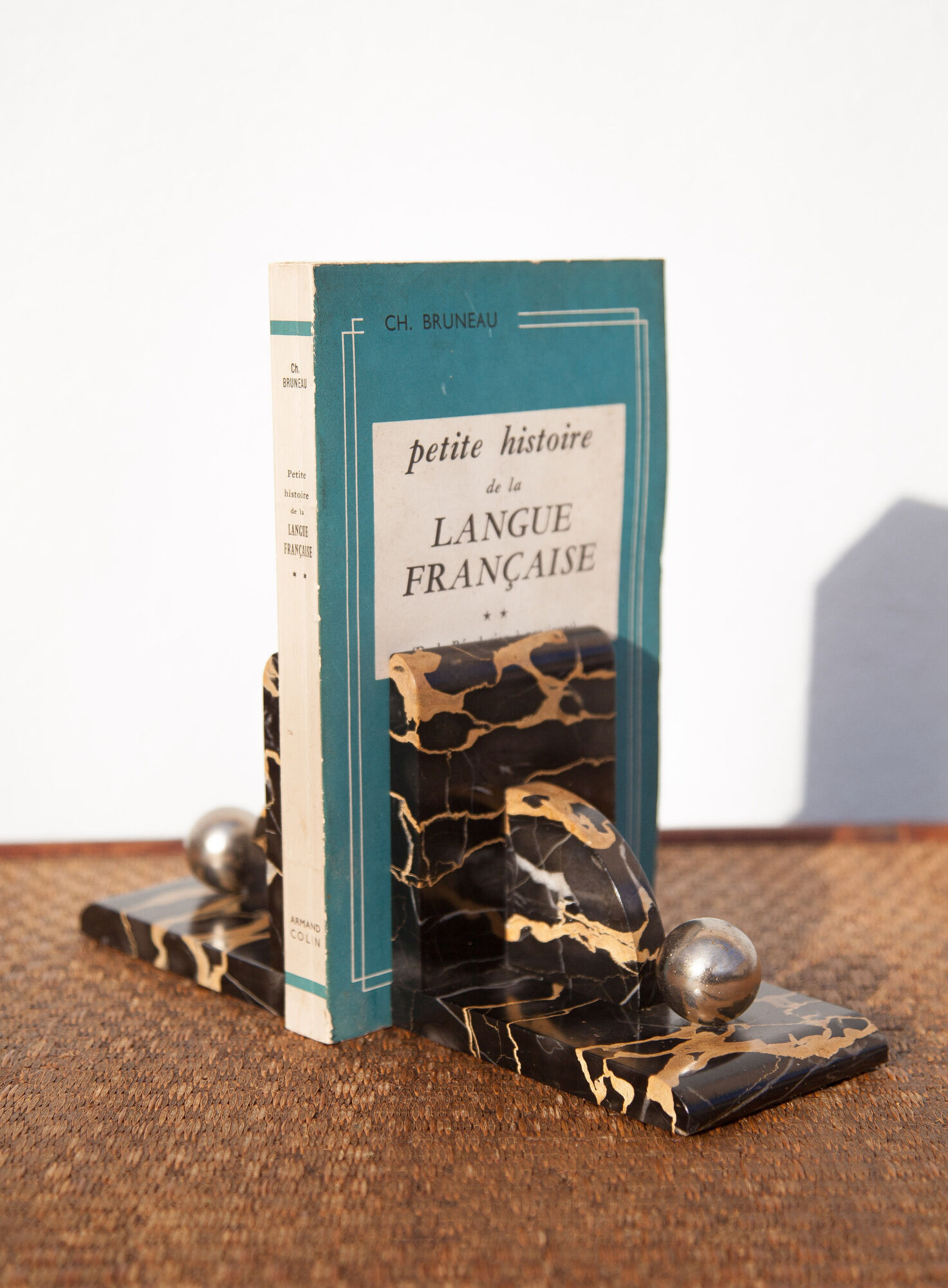 Art deco port marble bookend, art deco book endholder, paperweight, bookcase, office
