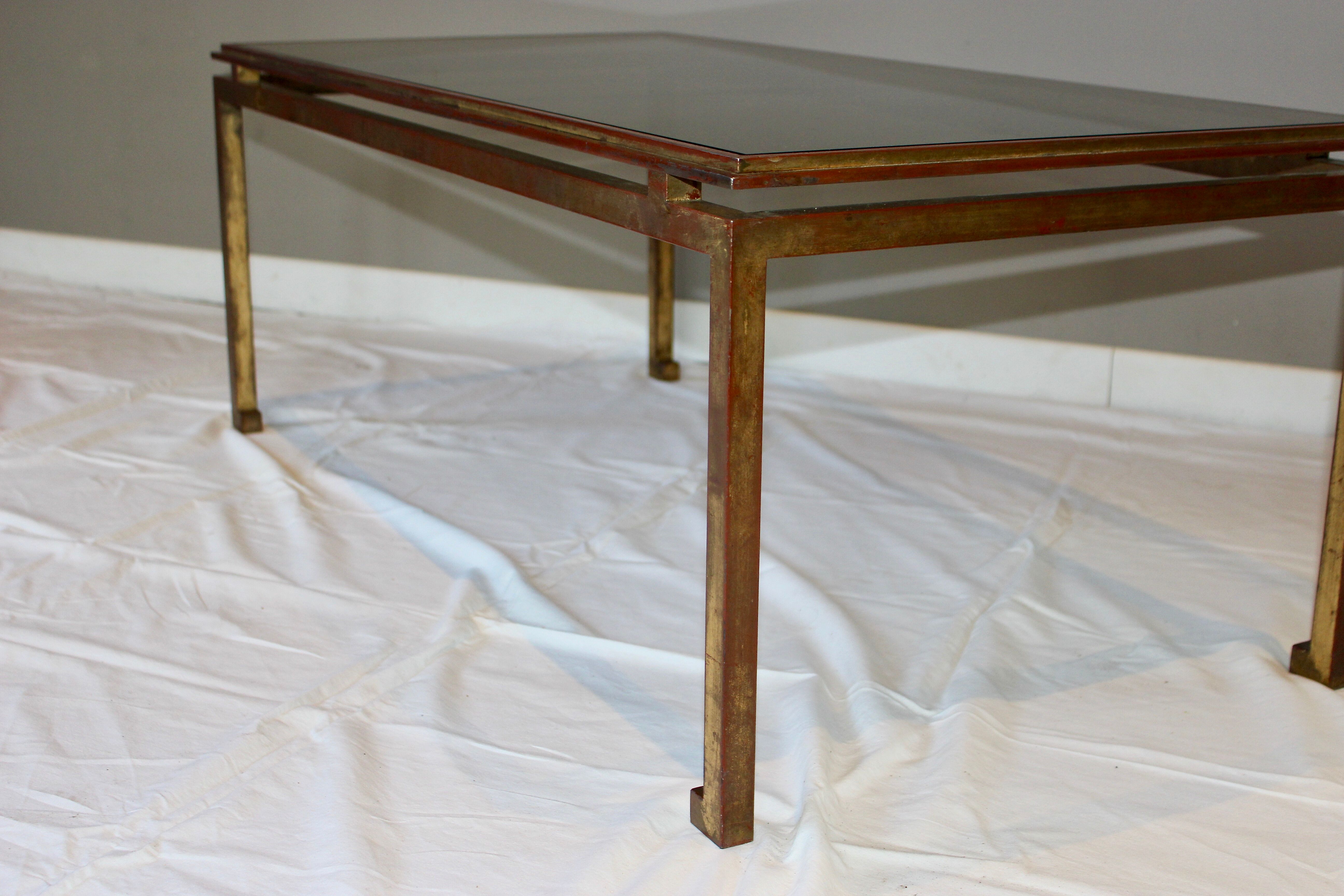 Rectangular gold wrought iron coffee table on sheet, Ramsay House