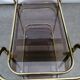 Golden brass dessert with its double trays in vintage smoked glass year 60