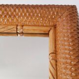 Vintage mirror 1950 in honeycomb-style carved wood