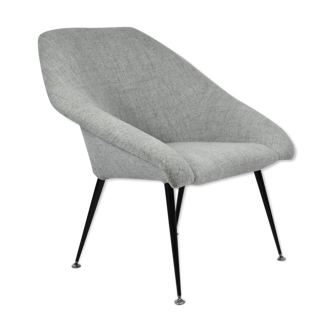 Original vintage armchair shell, grey color, refubrished