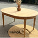 Round table with 2 extensions in raw solid wood - renovated antique table