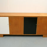 Sideboard in cherrywood with black and white doors 1950s