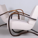 Pair of white Halabala armchairs madein 1930s Czechia by Up Zavody