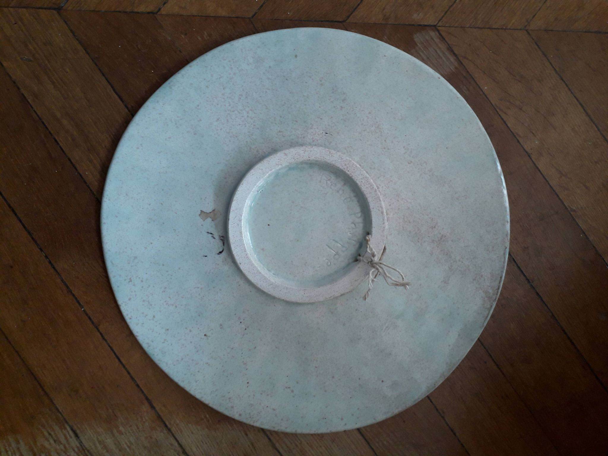 Grand plat décoratif vintage en céramique signé René Philippe
