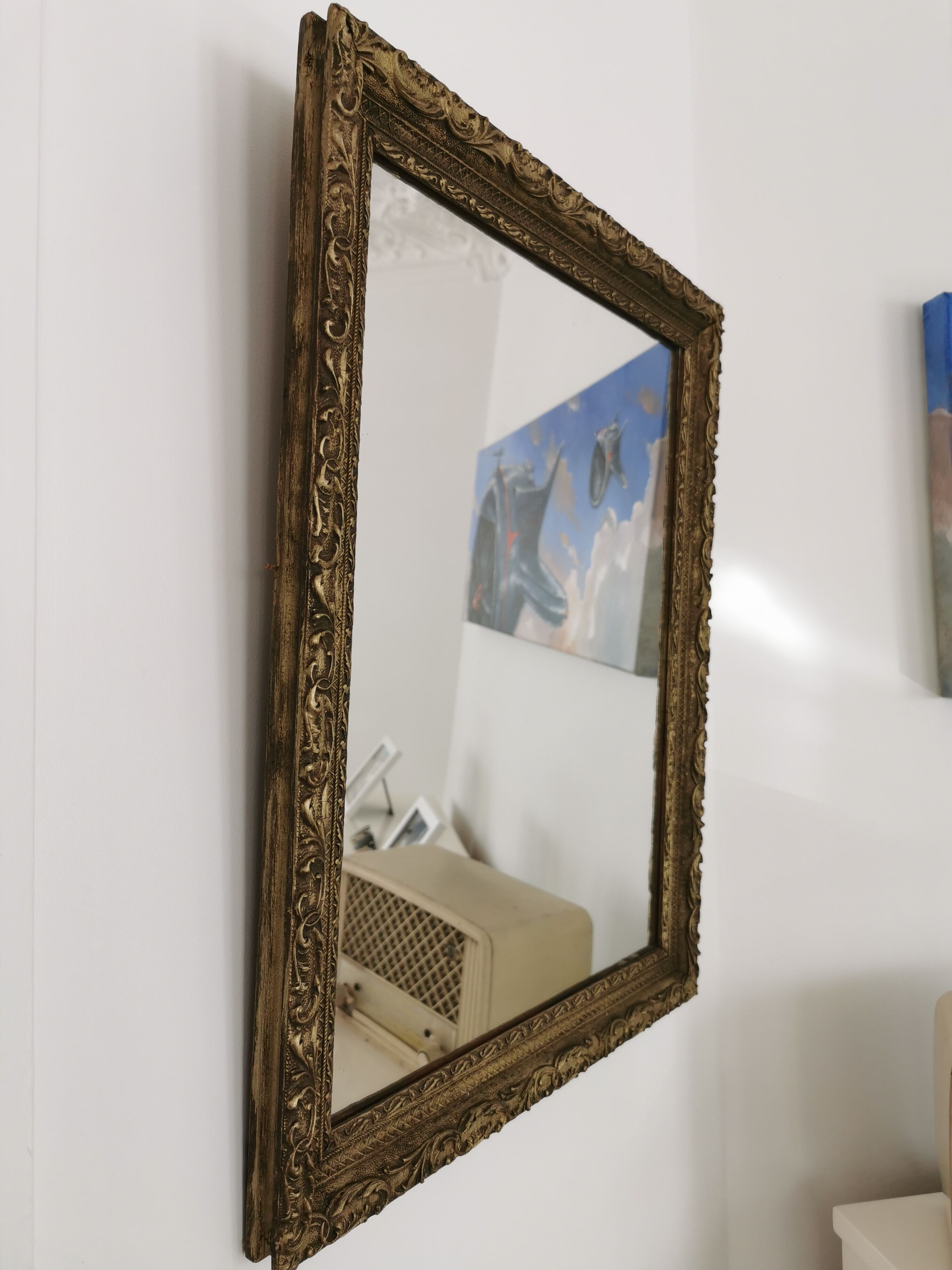 Louis XIII-style gold mirror - 58x48cm