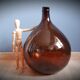 Demijohn 10L round dark brown blown glass