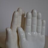 Handends in the shape of vintage white ceramic