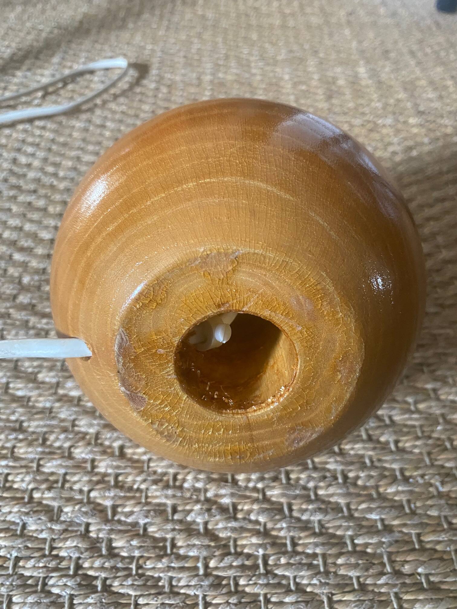Vintage solid wood lamp - 1970s/1980s - handmade lampshade