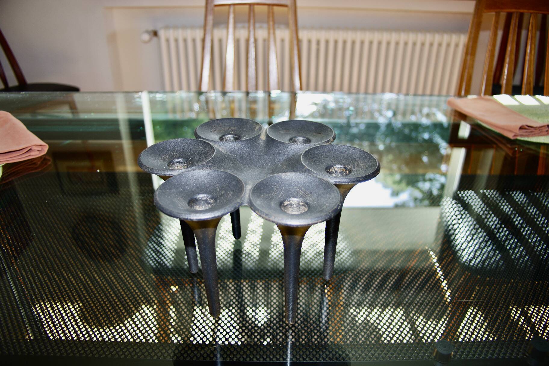 Vintage black cast iron candle holder by j quistgaard fordansk international design 1960s