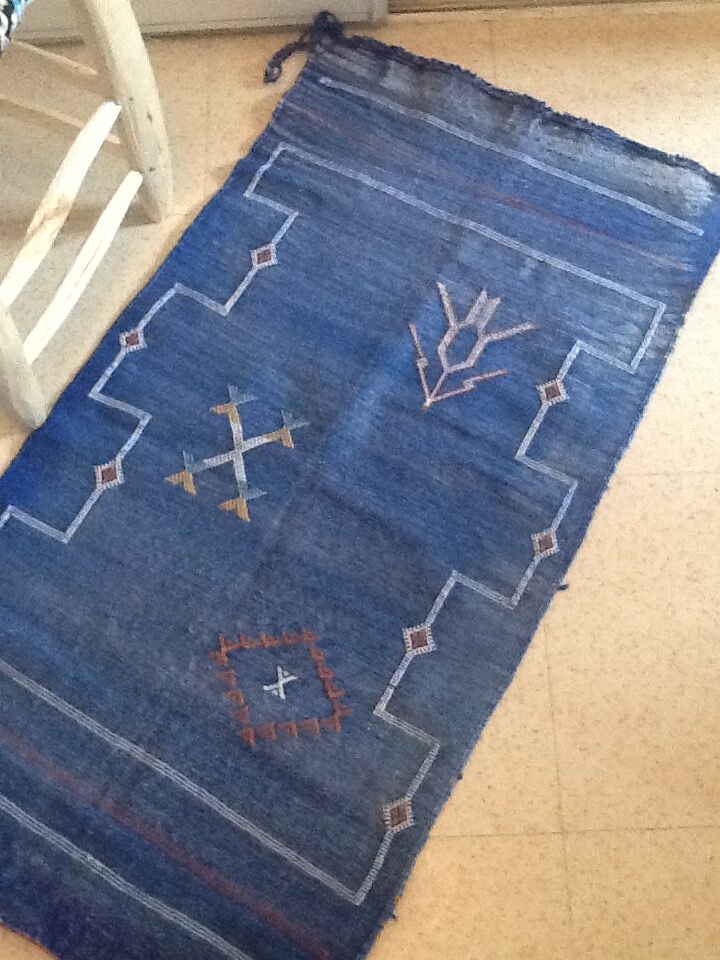 Carpet vintage in majorelle blue sabra 120 x 53 cm