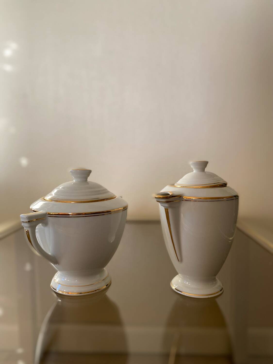 Sugar bowl and milk jug in Pallas Limoge porcelain