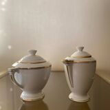 Sugar bowl and milk jug in Pallas Limoge porcelain