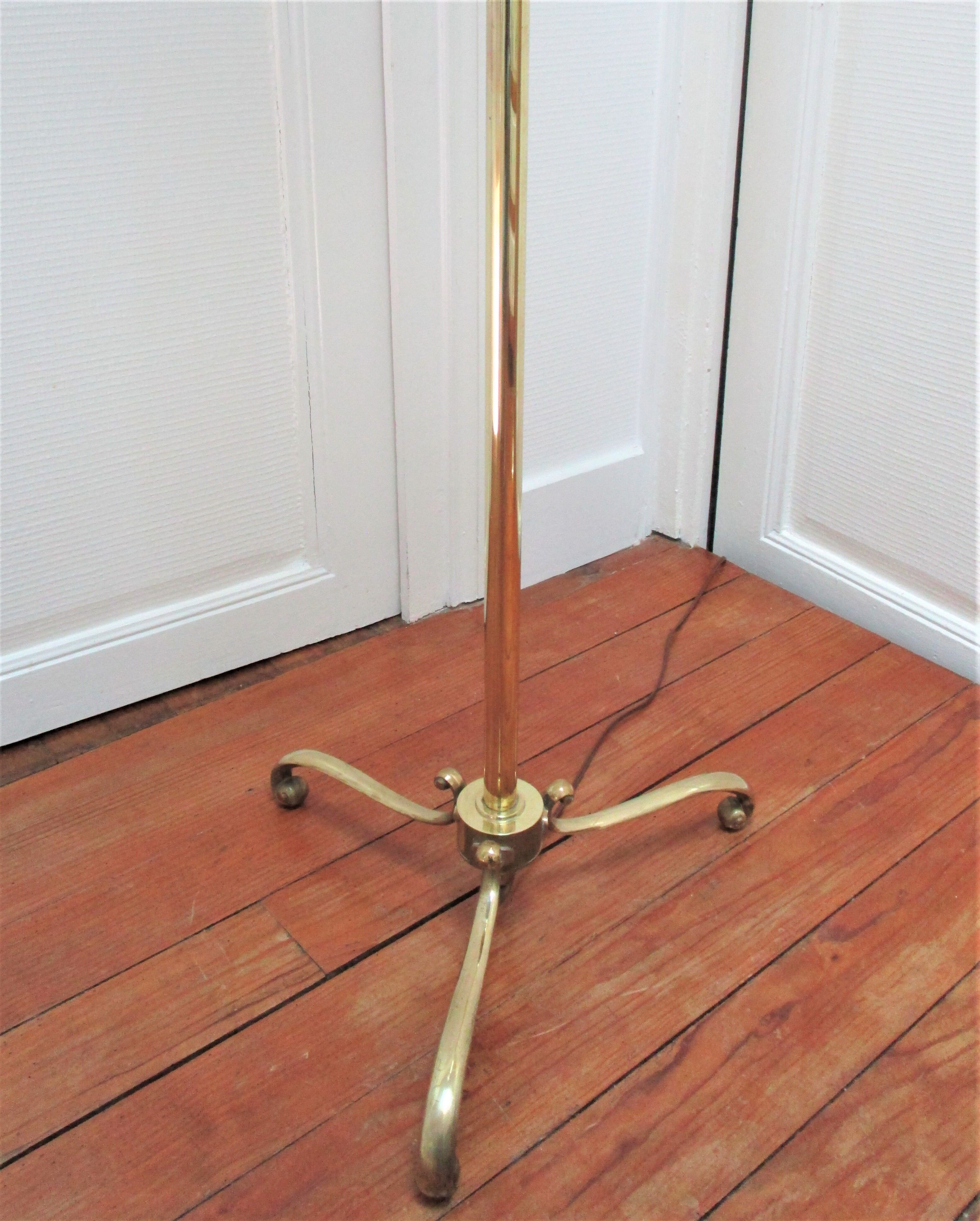 Tripod floor lamp vintage brass 60s