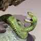 Antique Cold-Painted Bronze Lion Fighting a Snake, After Antoine-Louis Barye