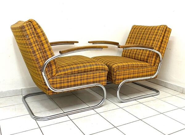 Fauteuils design Thonet modèle S411 fabriqué sous licence Mücke Melder années 30
