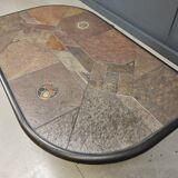 Brutalist slate stone coffee table, 1980s