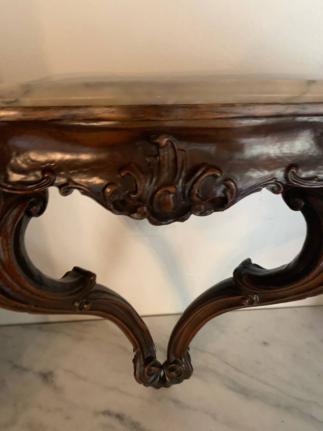 Wood and marble wall console