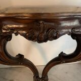 Console murale bois et marbre