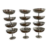 Large stainless steel stemmed bowls