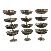 Large stainless steel stemmed bowls