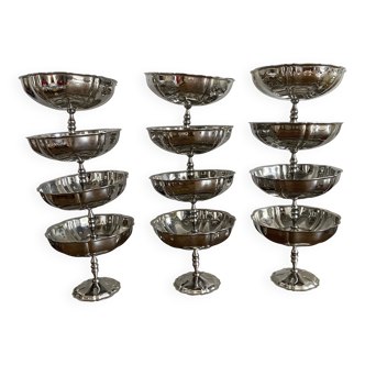 Large stainless steel stemmed bowls