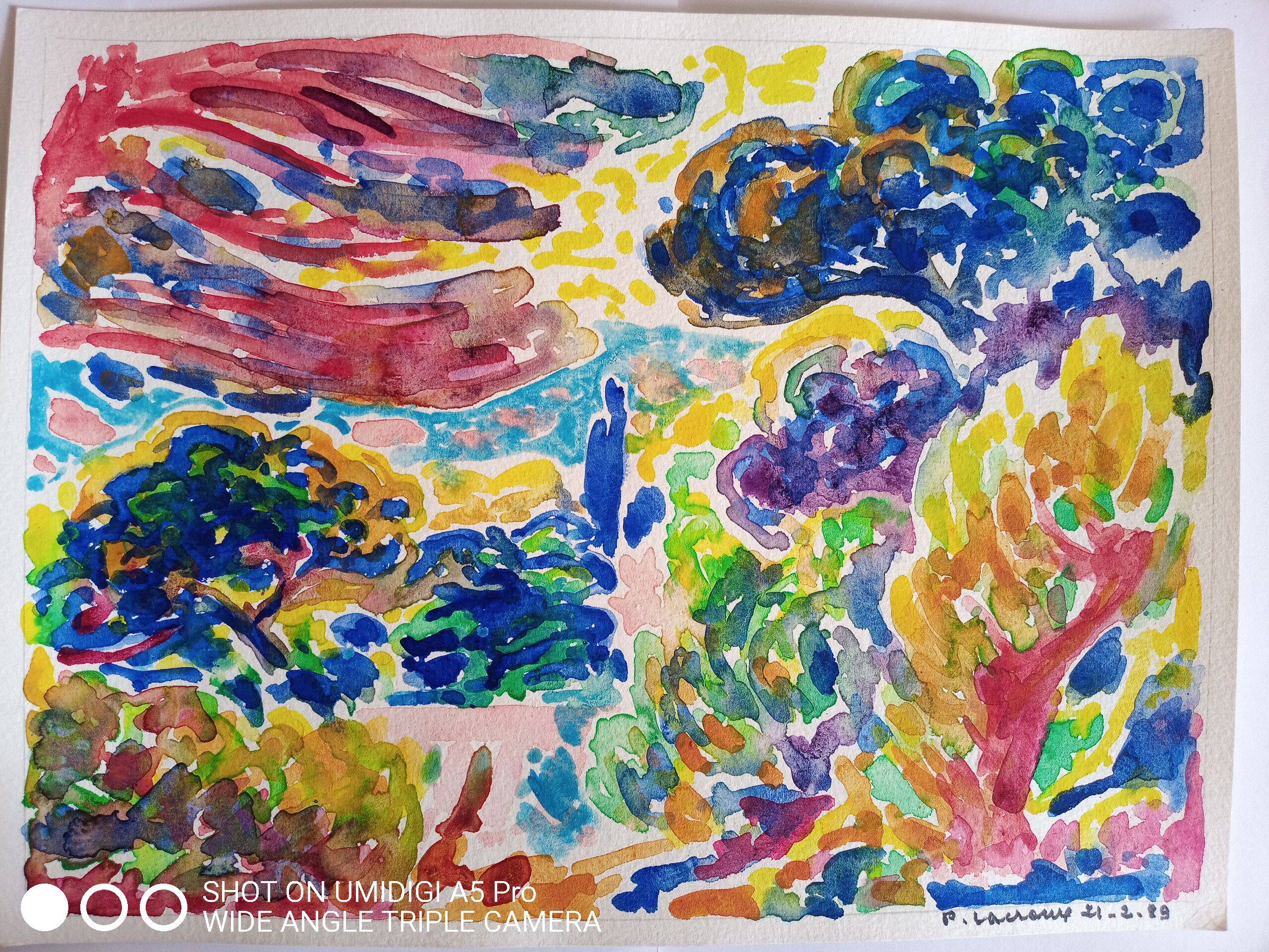 Pierre Lacroux (1909-1993) Gouache on paper 24 x 32 cm - 1989 - (277)