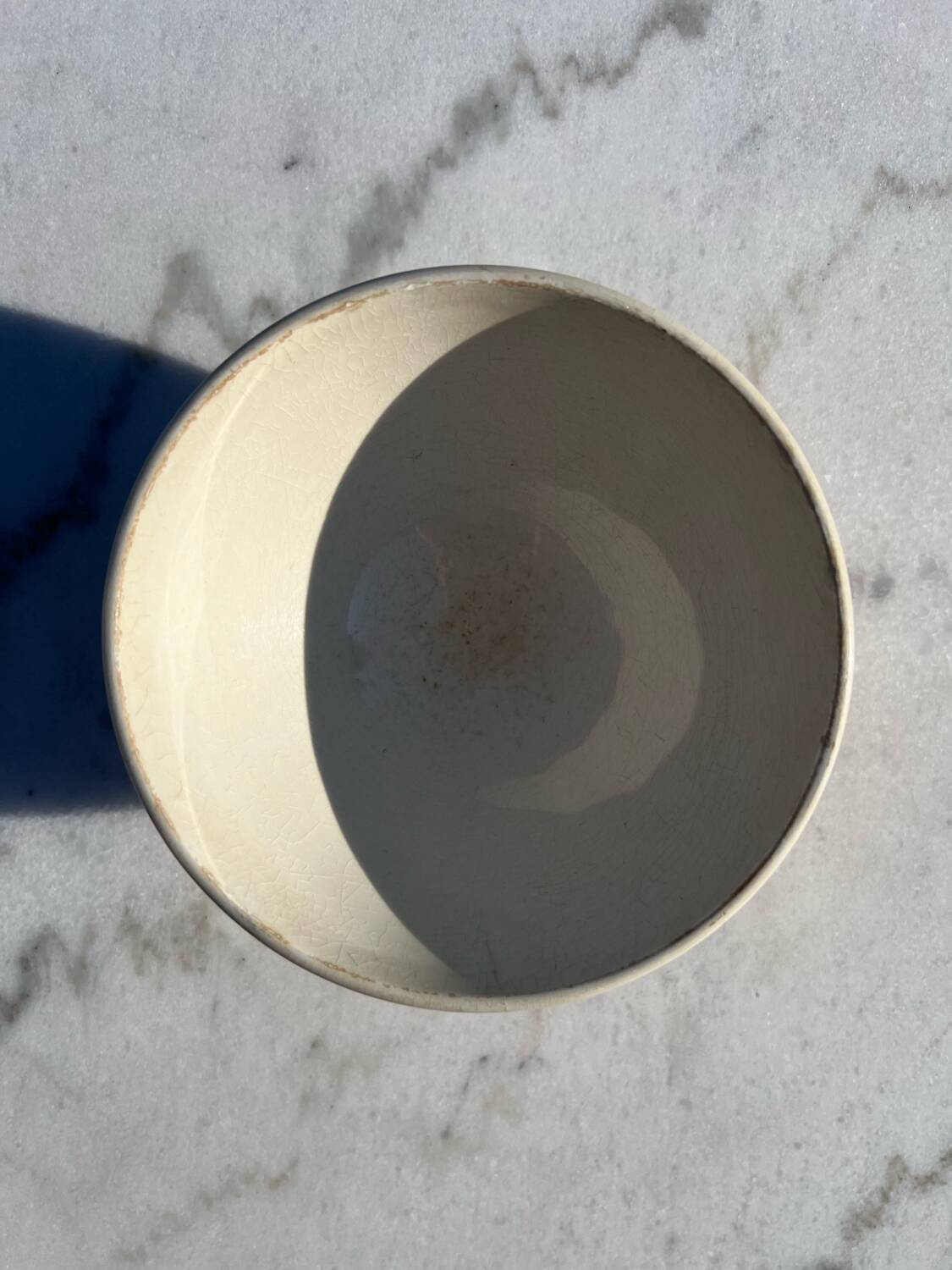 Vintage Earthenware Bowl with Yellow Tiles Pattern