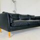 Vintage Danish black leather canapé by Mogens Hansen from the 1960s.